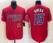 Cheap Men's Puerto Rico Baseball #15 Emmanuel Rivera Number 2023 Red World Classic With Patch Stitched Jerseys