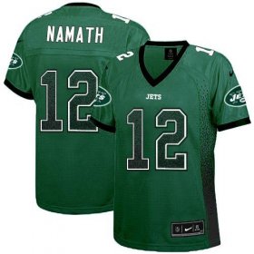 Wholesale Cheap Nike Jets #12 Joe Namath Green Team Color Women\'s Stitched NFL Elite Drift Fashion Jersey