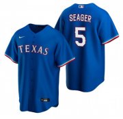 Wholesale Cheap Men's Texas Rangers #5 Corey Seager Blue Cool Base Stitched Baseball Jersey