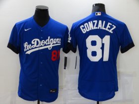 Wholesale Cheap Men\'s Los Angeles Dodgers #81 Victor Gonzalez Blue 2021 City Connect Flex Base Stitched Jersey
