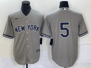 Wholesale Cheap Men's New York Yankees #5 Joe DiMaggio Grey Cool Base Stitched Baseball Jersey