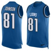 Wholesale Cheap Nike Lions #81 Calvin Johnson Blue Team Color Men's Stitched NFL Limited Tank Top Jersey