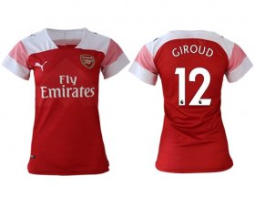 Wholesale Cheap Women\'s Arsenal #12 Giroud Home Soccer Club Jersey
