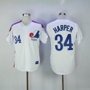 Wholesale Cheap Mitchell And Ness Expos #34 Bryce Harper White Throwback Stitched MLB Jersey