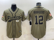 Wholesale Cheap Men's Green Bay Packers #12 Aaron Rodgers Olive 2022 Salute to Service Cool Base Stitched Baseball Jersey