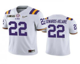 Wholesale Cheap Men\'s LSU Tigers #22 Clyde Edwards-Helaire White 2020 National Championship Game Jersey