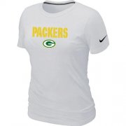 Wholesale Cheap Women's Nike Green Bay Packers Authentic Logo T-Shirt White