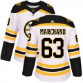 Wholesale Cheap Adidas Bruins #63 Brad Marchand White Road Authentic Women's Stitched NHL Jersey