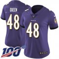 Wholesale Cheap Nike Ravens #48 Patrick Queen Purple Team Color Women's Stitched NFL 100th Season Vapor Untouchable Limited Jersey