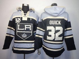 Wholesale Cheap Kings #32 Jonathan Quick Black Sawyer Hooded Sweatshirt Stitched NHL Jersey