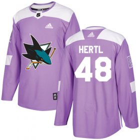 Wholesale Cheap Adidas Sharks #48 Tomas Hertl Purple Authentic Fights Cancer Stitched Youth NHL Jersey