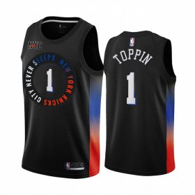 Wholesale Cheap Nike Knicks #1 Obi Toppin Black NBA Swingman 2020-21 City Edition Jersey