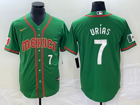 Wholesale Cheap Men\'s Mexico Baseball #7 Julio Urias Number 2023 Green World Classic Stitched Jersey1