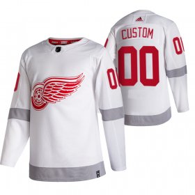 Wholesale Cheap Detroit Red Wings Custom White Men\'s Adidas 2020-21 Reverse Retro Alternate NHL Jersey
