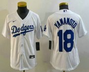 Cheap Youth Los Angeles Dodgers #18 Yoshinobu Yamamoto White Stitched Cool Base Nike Jersey