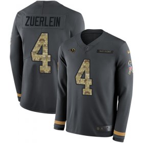 Wholesale Cheap Nike Rams #4 Greg Zuerlein Anthracite Salute to Service Men\'s Stitched NFL Limited Therma Long Sleeve Jersey
