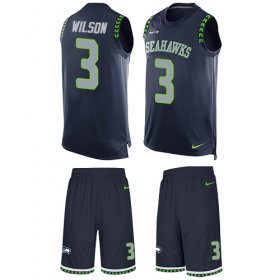 Wholesale Cheap Nike Seahawks #3 Russell Wilson Steel Blue Team Color Men\'s Stitched NFL Limited Tank Top Suit Jersey
