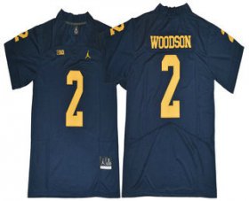 Wholesale Cheap Men\'s Michigan Wolverines #2 Charles Woodson Navy Blue 2017 College Football Stitched Brand Jordan NCAA Jersey