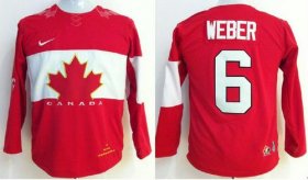Wholesale Cheap Team Canada 2014 Olympic #6 Shea Weber Red Stitched Youth NHL Jersey