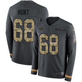 Wholesale Cheap Nike Dolphins #68 Robert Hunt Anthracite Salute to Service Men\'s Stitched NFL Limited Therma Long Sleeve Jersey