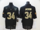 Wholesale Cheap Men's Las Vegas Raiders #34 Bo Jackson Black Camo 2020 Salute To Service Stitched NFL Nike Limited Jersey