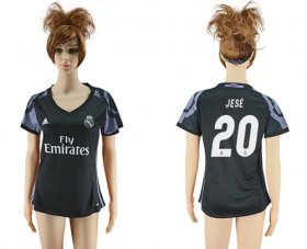 Wholesale Cheap Women\'s Real Madrid #20 Jese Sec Away Soccer Club Jersey