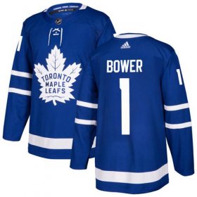 Wholesale Cheap Adidas Maple Leafs #1 Johnny Bower Blue Home Authentic Stitched NHL Jersey