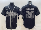Wholesale Cheap Men's Dallas Cowboys #20 Tony Pollard Black Reflective With Patch Cool Base Stitched Baseball Jersey
