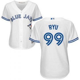 Wholesale Cheap Blue Jays #99 Hyun-Jin Ryu White Home Women\'s Stitched MLB Jersey