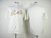 Wholesale Cheap Mets Blank Cream(Blue Strip) USMC Cool Base Stitched MLB Jersey