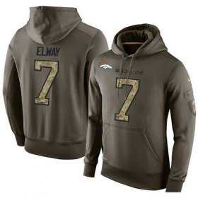 Wholesale Cheap NFL Men\'s Nike Denver Broncos #7 John Elway Stitched Green Olive Salute To Service KO Performance Hoodie