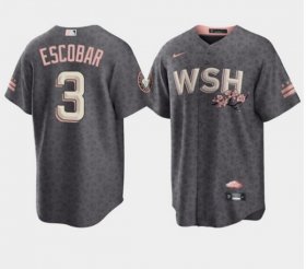 Wholesale Cheap Men\'s Washington Nationals #3 Alcides Escobar 2022 Grey City Connect Cherry Blossom Cool Base Stitched Jersey