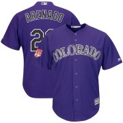 Wholesale Cheap Rockies #28 Nolan Arenado Purple 2019 Spring Training Cool Base Stitched MLB Jersey