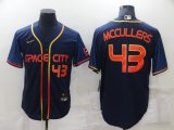 Wholesale Cheap Men's Houston Astros #43 Lance McCullers Jr Number 2022 Navy Blue City Connect Cool Base Stitched Jersey