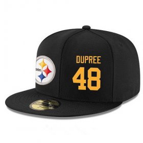 Wholesale Cheap Pittsburgh Steelers #48 Bud Dupree Snapback Cap NFL Player Black with Gold Number Stitched Hat