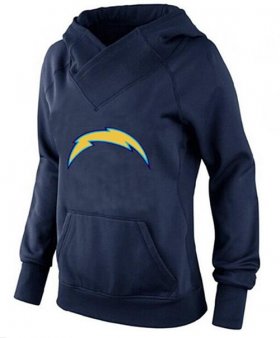 Wholesale Cheap Women\'s Los Angeles Chargers Logo Pullover Hoodie Navy Blue-1