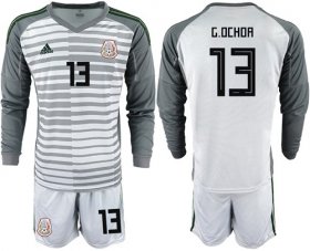 Wholesale Cheap Mexico #13 G.Ochoa Grey Long Sleeves Goalkeeper Soccer Country Jersey