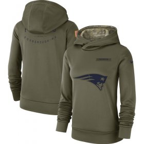 Wholesale Cheap Women\'s New England Patriots Nike Olive Salute to Service Sideline Therma Performance Pullover Hoodie