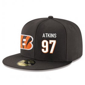 Wholesale Cheap Cincinnati Bengals #97 Geno Atkins Snapback Cap NFL Player Black with White Number Stitched Hat