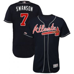 Wholesale Cheap Braves #7 Dansby Swanson Navy Blue Flexbase Authentic Collection Stitched MLB Jersey