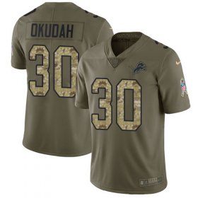 Wholesale Cheap Nike Lions #30 Jeff Okudah Olive/Camo Youth Stitched NFL Limited 2017 Salute To Service Jersey