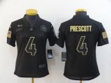 Wholesale Cheap Women's Dallas Cowboys #4 Dak Prescott Black 2020 Salute To Service Stitched NFL Nike Limited Jersey