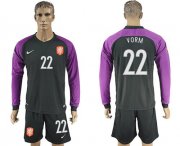 Wholesale Cheap Holland #22 Vorm Black Goalkeeper Long Sleeves Soccer Country Jersey