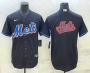 Cheap Men's New York Mets Big Logo Black Stitched MLB Cool Base Nike Jersey