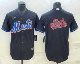 Cheap Men\'s New York Mets Big Logo Black Stitched MLB Cool Base Nike Jersey