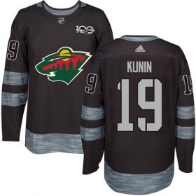 Wholesale Cheap Adidas Wild #19 Luke Kunin Black 1917-2017 100th Anniversary Stitched NHL Jersey