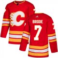 Wholesale Cheap Adidas Flames #7 TJ Brodie Red Alternate Authentic Stitched NHL Jersey