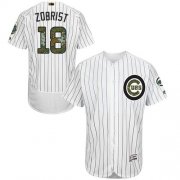 Wholesale Cheap Cubs #18 Ben Zobrist White(Blue Strip) Flexbase Authentic Collection Memorial Day Stitched MLB Jersey