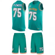 Wholesale Cheap Nike Dolphins #75 Ereck Flowers Aqua Green Team Color Men's Stitched NFL Limited Tank Top Suit Jersey