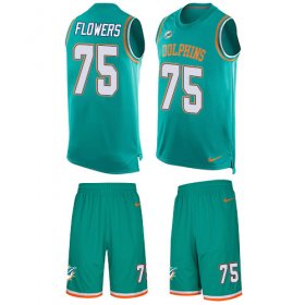 Wholesale Cheap Nike Dolphins #75 Ereck Flowers Aqua Green Team Color Men\'s Stitched NFL Limited Tank Top Suit Jersey